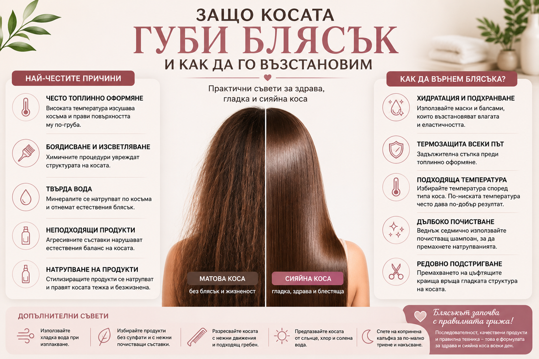 Защо косата губи блясък и как да го възстановим?
