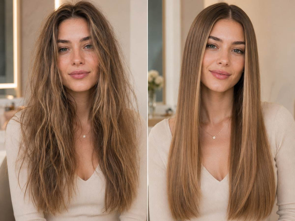 Преди и след изправяне с LINEA X Air Straight