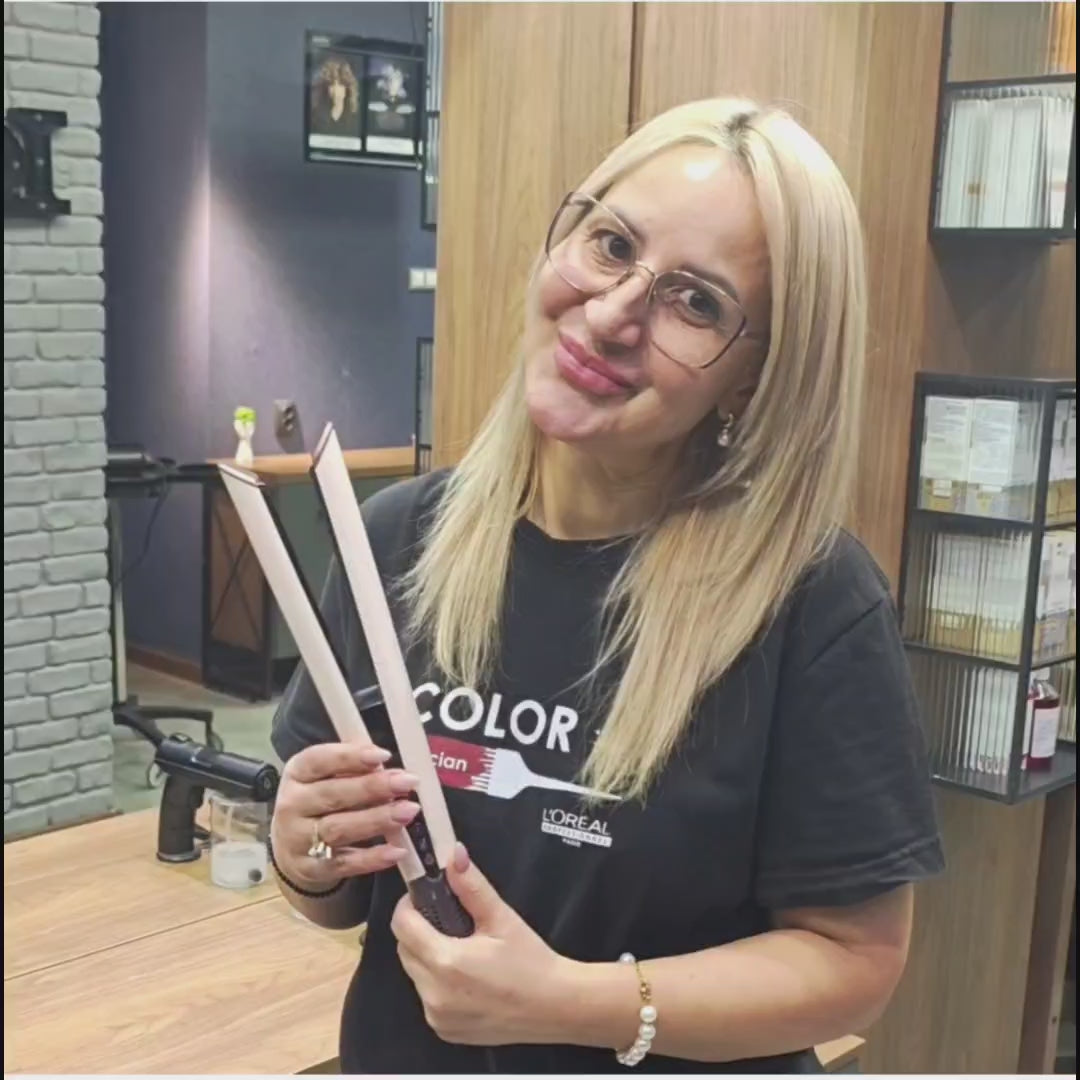 Зареждане на видео: Фризьорски център Нина Йорданова – LINEA X Air Straight професионално оформяне на коса